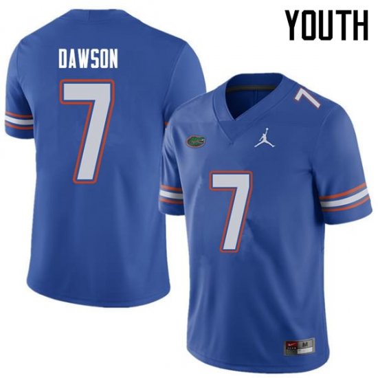 Youth Florida Gators #7 Duke Dawson NCAA Jordan Brand Royal Authentic Stitched College Football Jersey OYE1362HM